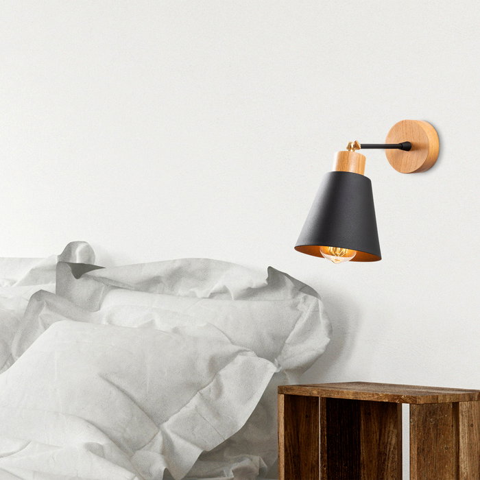 Opviq Manavgat - N-610 Lámpara de pared Negro y Roble